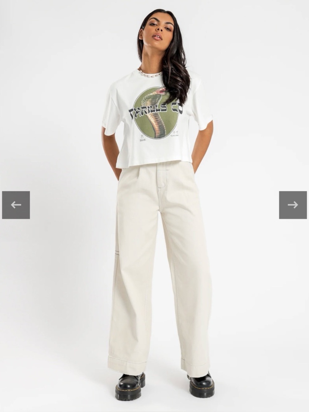 Thrills Chloe Jeans in Vintage Bone / Wide Leg High-Rise Pants in Light Beige 4 - Picture 3 of 11